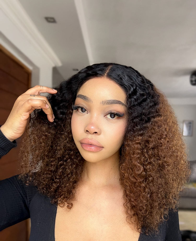 Brazilian Lace Wig 5x5 Deep Curl Col 1B4 18 Inch