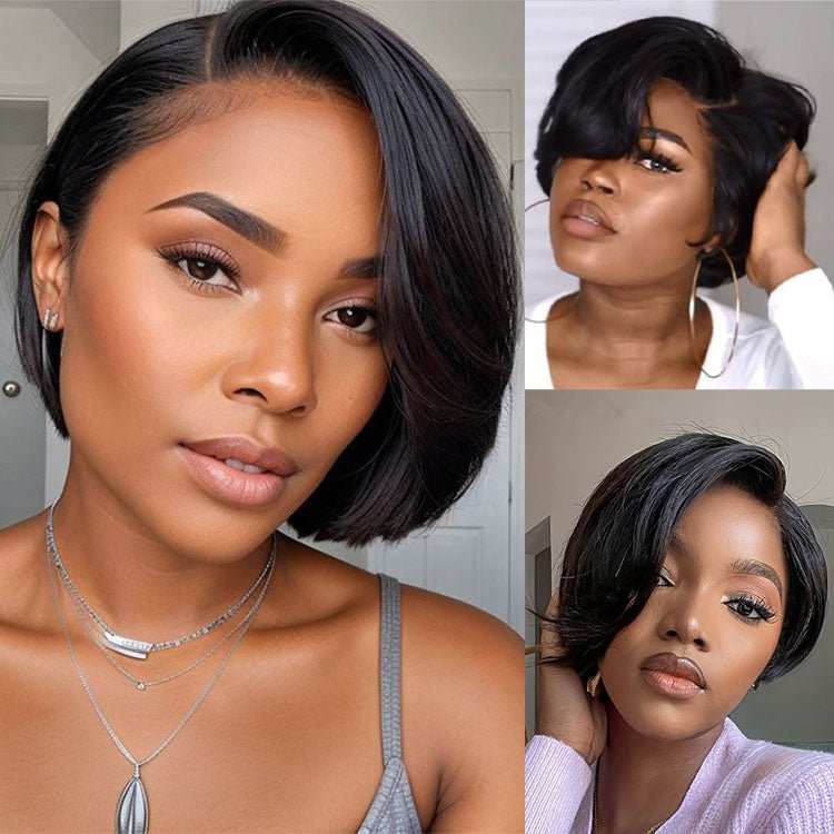 13x4 Lace Front Pixie Cut Wig 8 inch Ear to Ear Lace Front Human Hair Wig Glueless Short Wigs