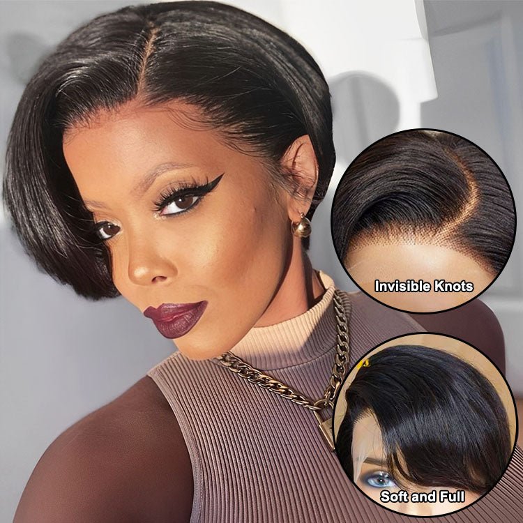 13x4 Lace Front Pixie Cut Wig 8 inch Ear to Ear Lace Front Human Hair Wig Glueless Short Wigs