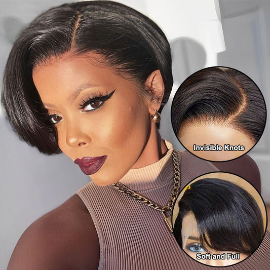 13x4 Lace Front Pixie Cut Wig 8 inch Ear to Ear Lace Front Human Hair Wig Glueless Short Wigs