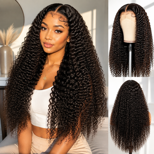 28 Inch Deep Curly Human Hair Glueless Lace Wig